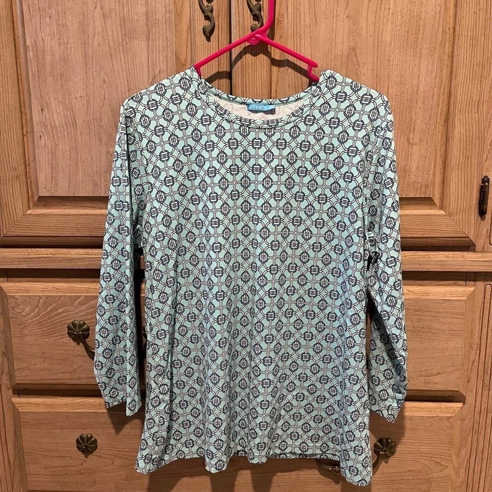 J. McLaughlin 3/4 Sleeve Top – Nautical Print, Size XL. Blue and White. - Picture 7 of 12